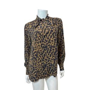 SEA NY Leopard Tie Neck Blouse Size 6
